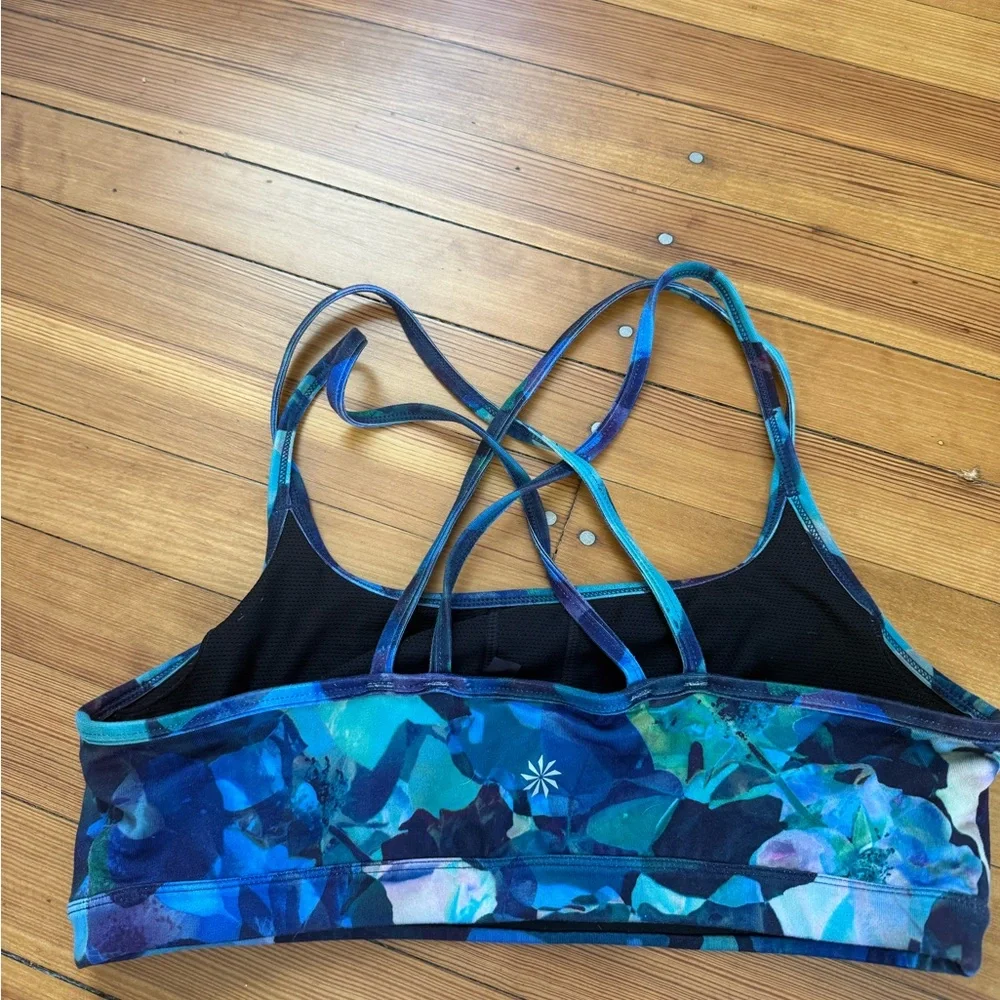 Athleta Blue Patterned Sports Bra size Large - Picture 3 of 3